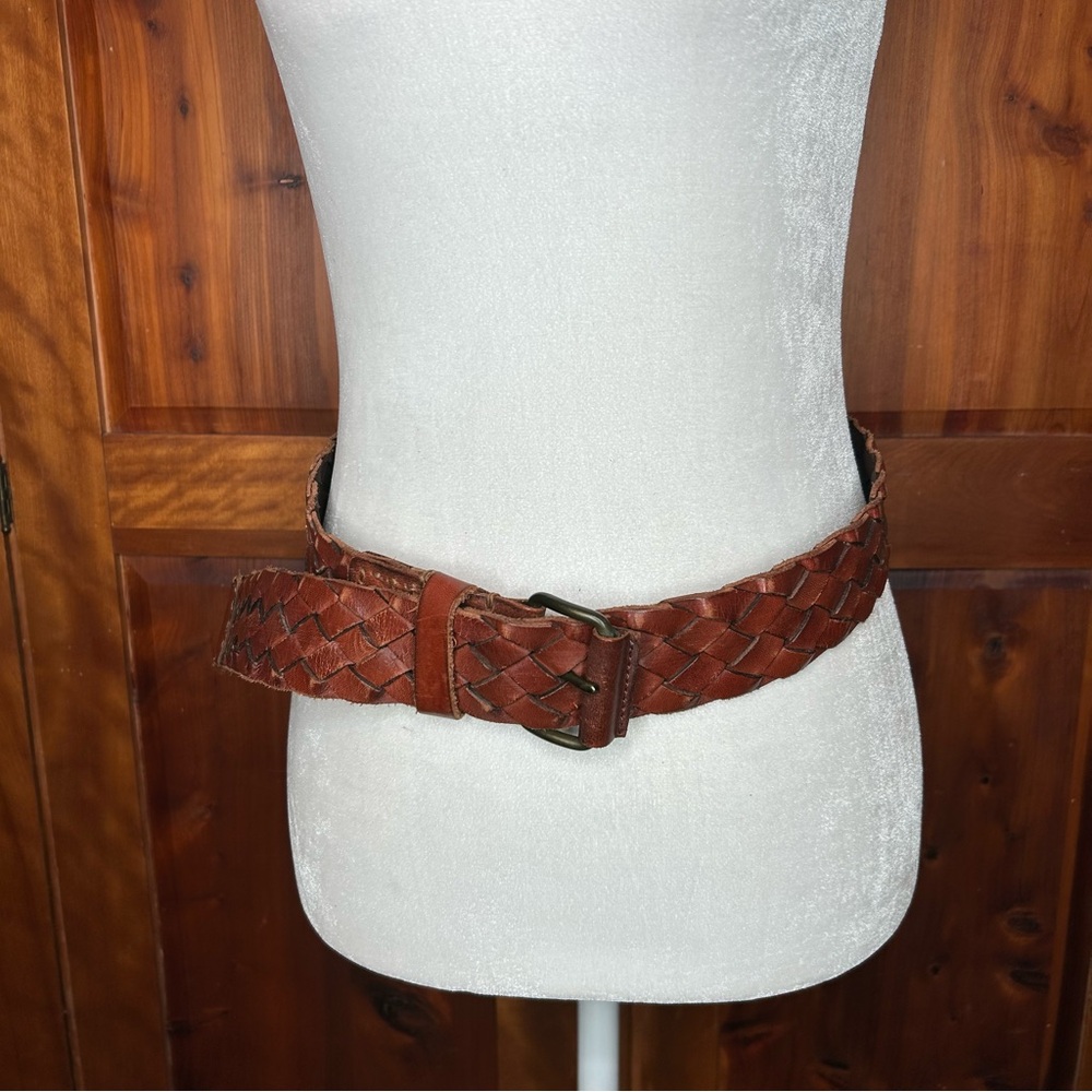 American Eagle Outfitters Braided Leather Belt Y2K Western Country Hippie Boho